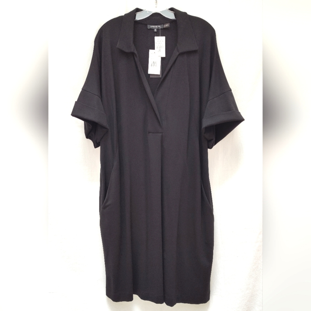 New Lafayette 148 little black shirt dress Toni plus size 3x mini work short